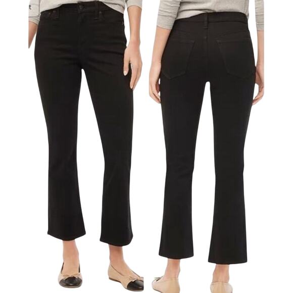J. Crew Mid-Rise Flare Crop Jeans Deep Black Size 27 Stretch Boho Indie Casual - Picture 5 of 13
